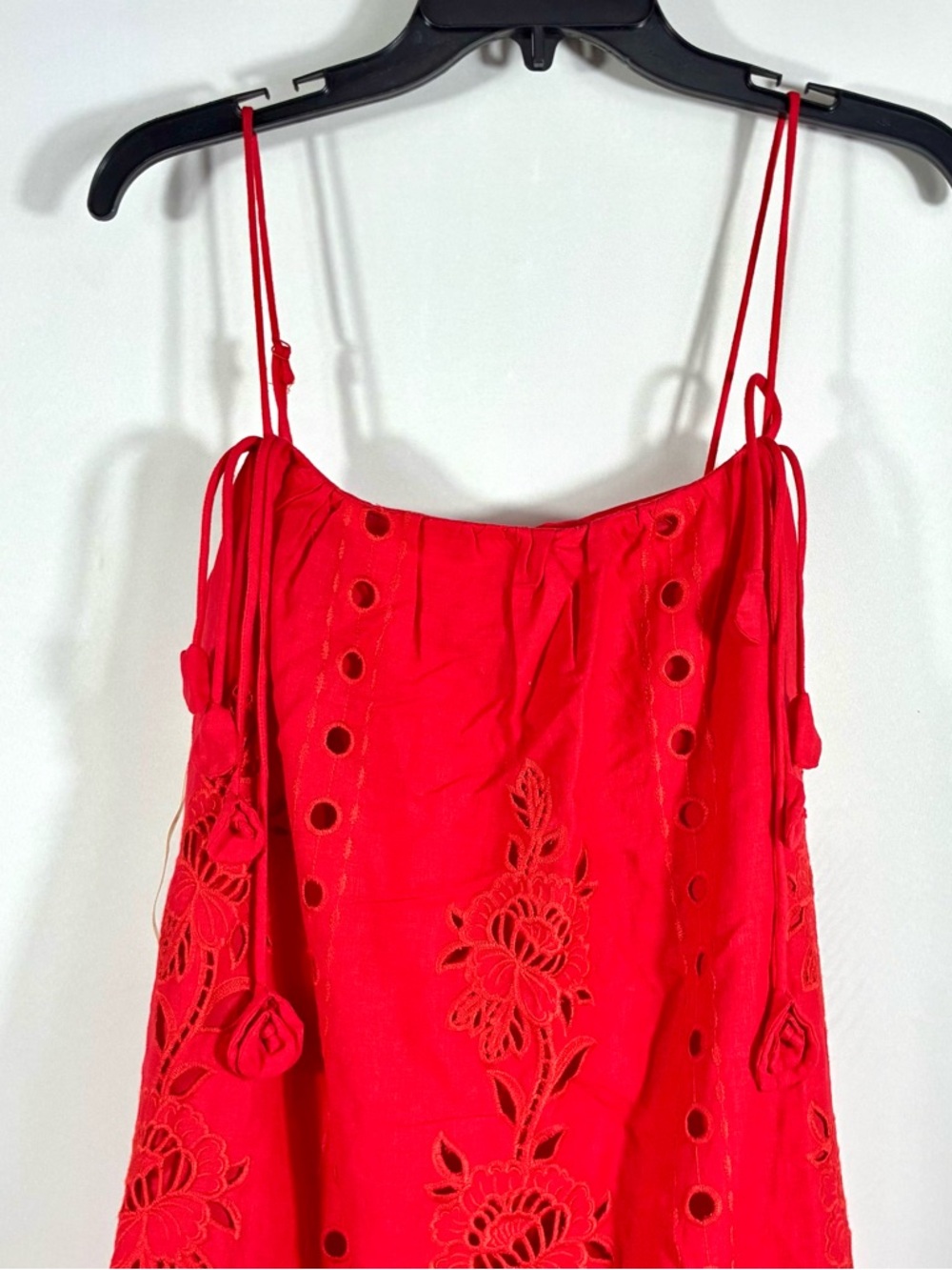 Farm Red Flowers Rio Richelieu Embroidered Sleeveless Maxi Dress Medium Small - Picture 9 of 16